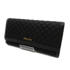 Prada Tessuto Quilted Bi fold Long Wallet Black